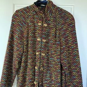 Multi Color St John Collection hip length blazer.